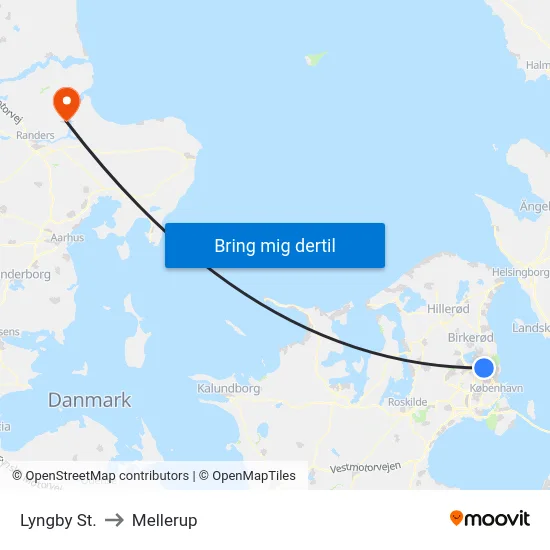 Lyngby St. to Mellerup map