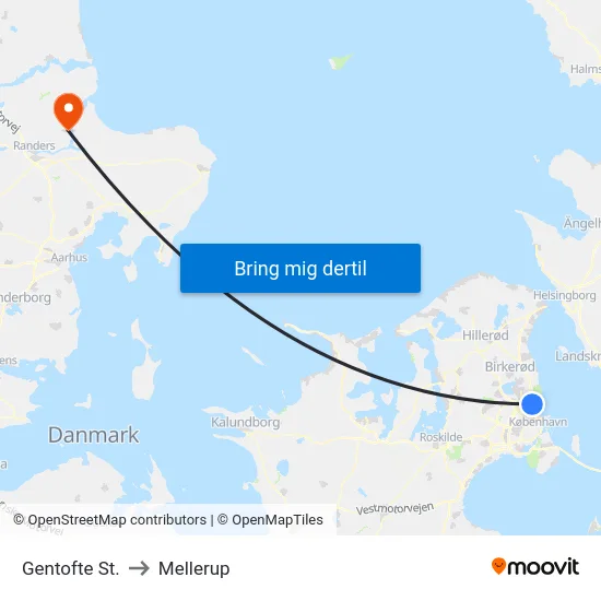 Gentofte St. to Mellerup map