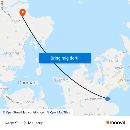 Køge St. to Mellerup map