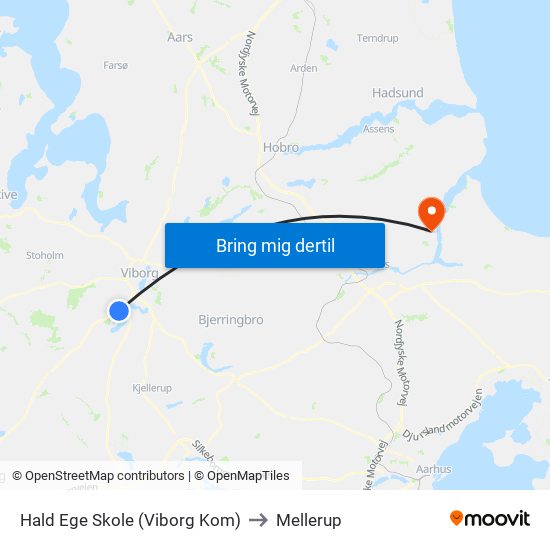 Hald Ege Skole (Viborg Kom) to Mellerup map