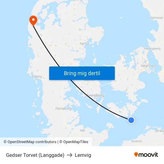 Gedser Torvet (Langgade) to Lemvig map