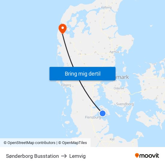 Sønderborg Busstation to Lemvig map