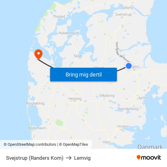 Svejstrup (Randers Kom) to Lemvig map