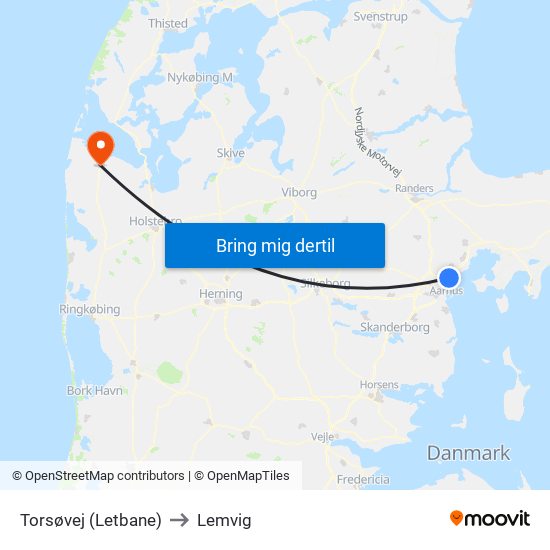 Torsøvej (Letbane) to Lemvig map