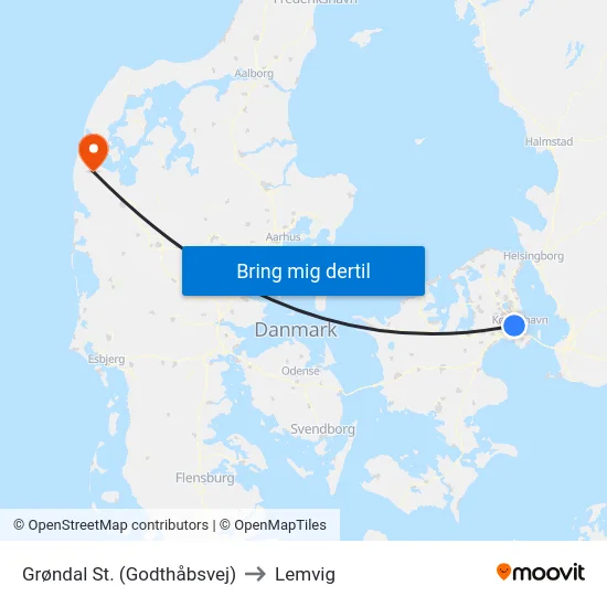 Grøndal St. (Godthåbsvej) to Lemvig map