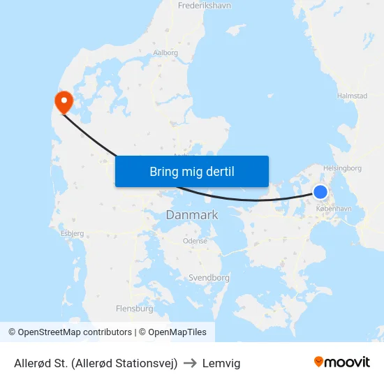Allerød St. (Allerød Stationsvej) to Lemvig map