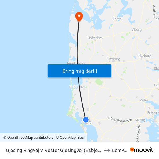 Gjesing Ringvej V Vester Gjesingvej (Esbjerg) to Lemvig map