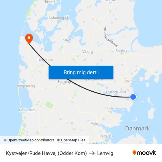 Kystvejen/Rude Havvej (Odder Kom) to Lemvig map