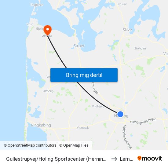 Gullestrupvej/Holing Sportscenter (Herning Kom) to Lemvig map