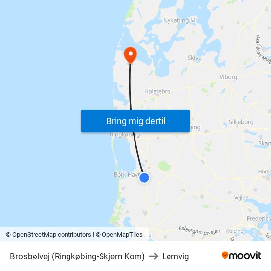 Brosbølvej (Ringkøbing-Skjern Kom) to Lemvig map