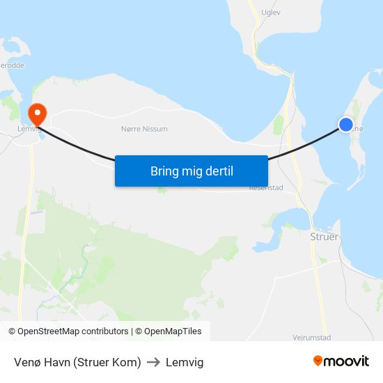 Venø Havn (Struer Kom) to Lemvig map