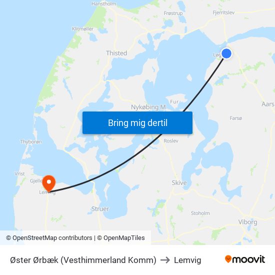 Øster Ørbæk (Vesthimmerland Komm) to Lemvig map