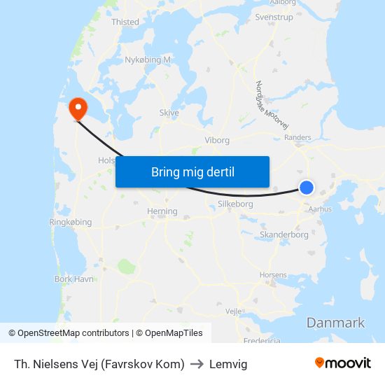 Th. Nielsens Vej (Favrskov Kom) to Lemvig map