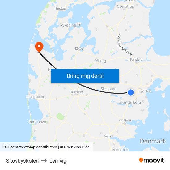 Skovbyskolen to Lemvig map