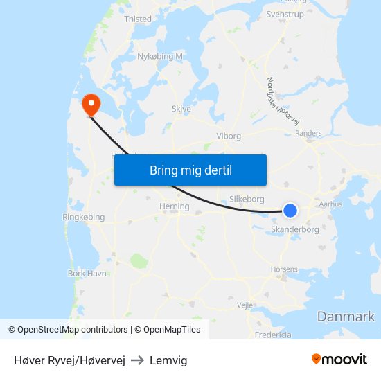 Høver Ryvej/Høvervej to Lemvig map