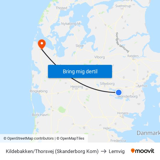 Kildebakken/Thorsvej (Skanderborg Kom) to Lemvig map