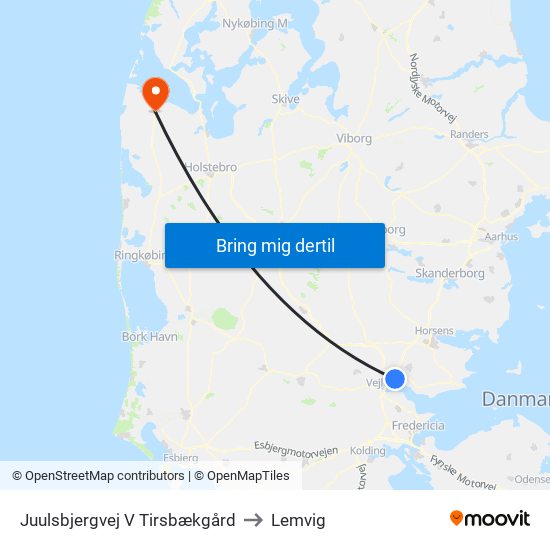 Juulsbjergvej V Tirsbækgård to Lemvig map