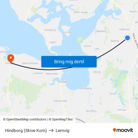 Hindborg (Skive Kom) to Lemvig map