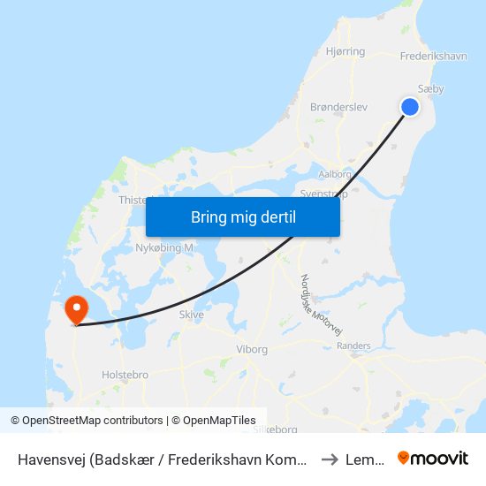 Havensvej (Badskær / Frederikshavn Kommune) to Lemvig map