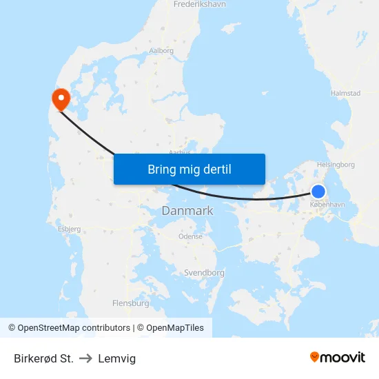 Birkerød St. to Lemvig map