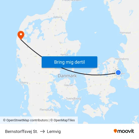 Bernstorffsvej St. to Lemvig map