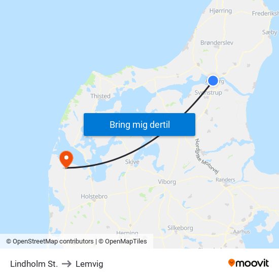 Lindholm St. to Lemvig map