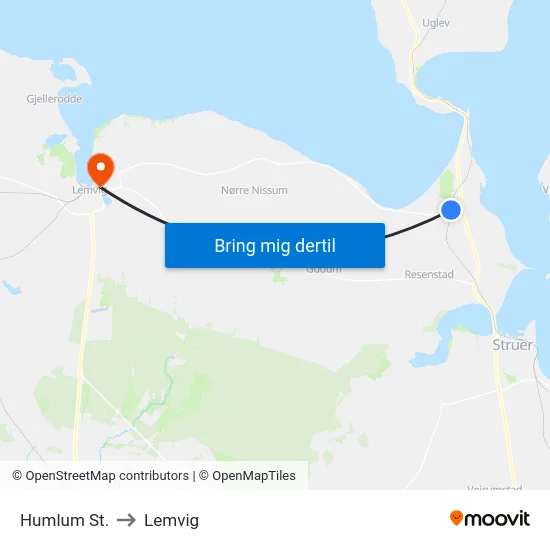 Humlum St. to Lemvig map