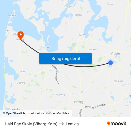 Hald Ege Skole (Viborg Kom) to Lemvig map