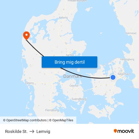 Roskilde St. to Lemvig map