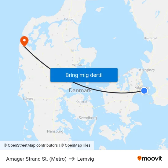 Amager Strand St. (Metro) to Lemvig map