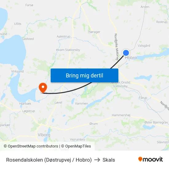 Rosendalskolen (Døstrupvej / Hobro) to Skals map