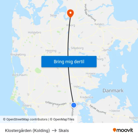 Klostergården (Kolding) to Skals map