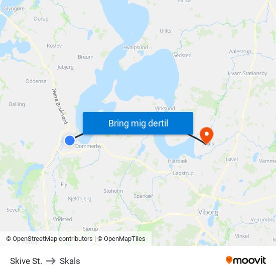 Skive St. to Skals map