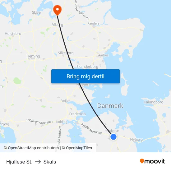 Hjallese St. to Skals map