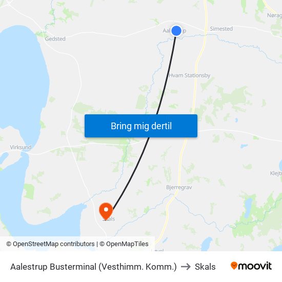 Aalestrup Busterminal (Vesthimm. Komm.) to Skals map