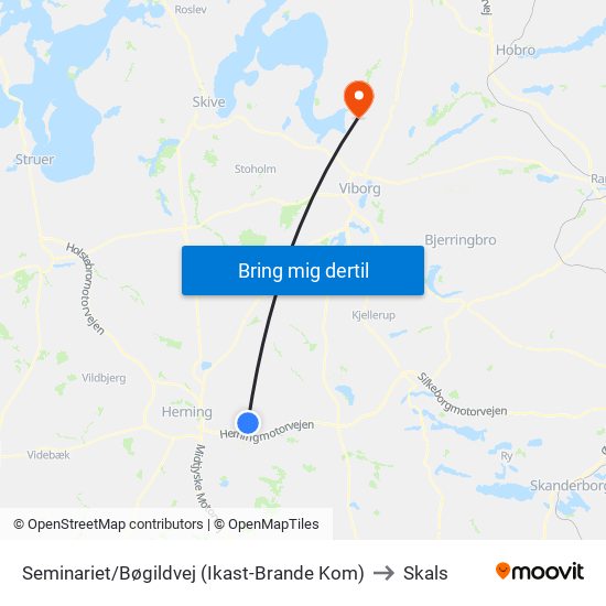 Seminariet/Bøgildvej (Ikast-Brande Kom) to Skals map