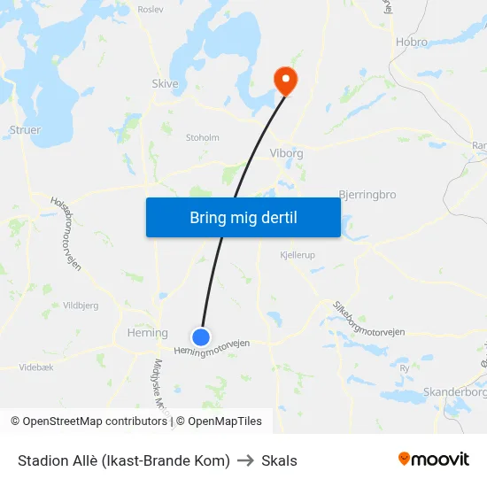 Stadion Allè (Ikast-Brande Kom) to Skals map