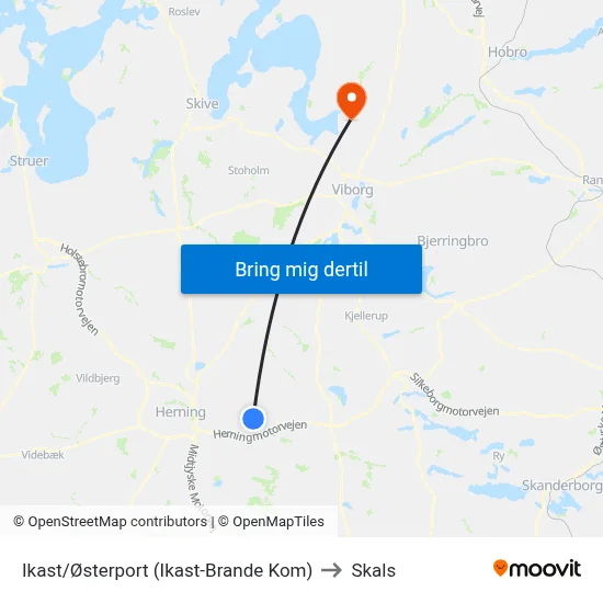 Ikast/Østerport (Ikast-Brande Kom) to Skals map