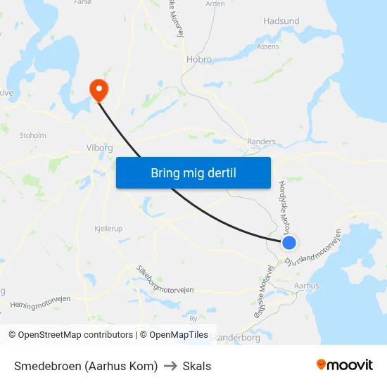 Smedebroen (Aarhus Kom) to Skals map