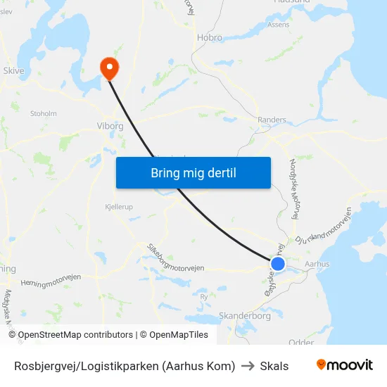 Rosbjergvej/Logistikparken (Aarhus Kom) to Skals map