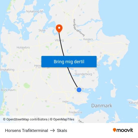 Horsens Trafikterminal to Skals map