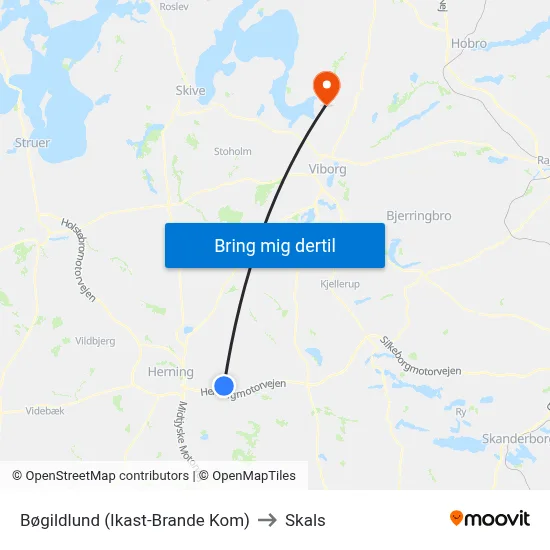 Bøgildlund (Ikast-Brande Kom) to Skals map