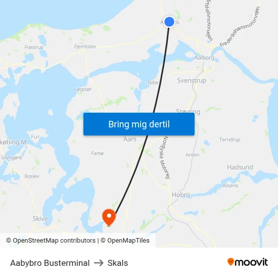 Aabybro Busterminal to Skals map