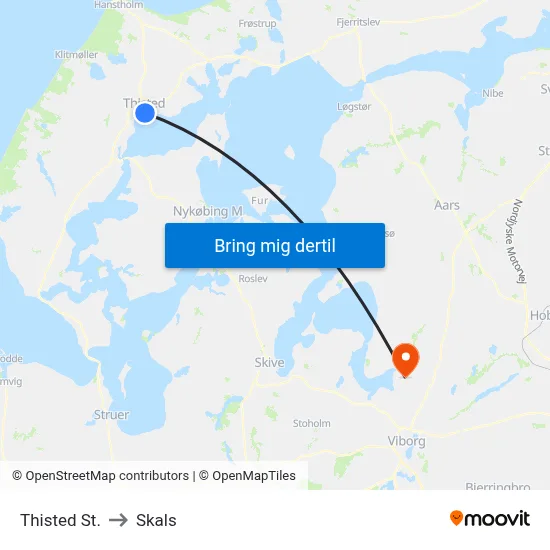 Thisted St. to Skals map