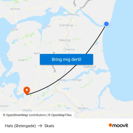 Hals (Østergade) to Skals map