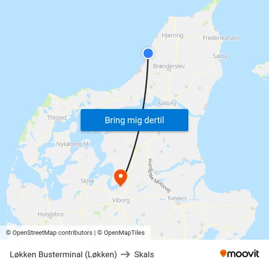 Løkken Busterminal (Løkken) to Skals map