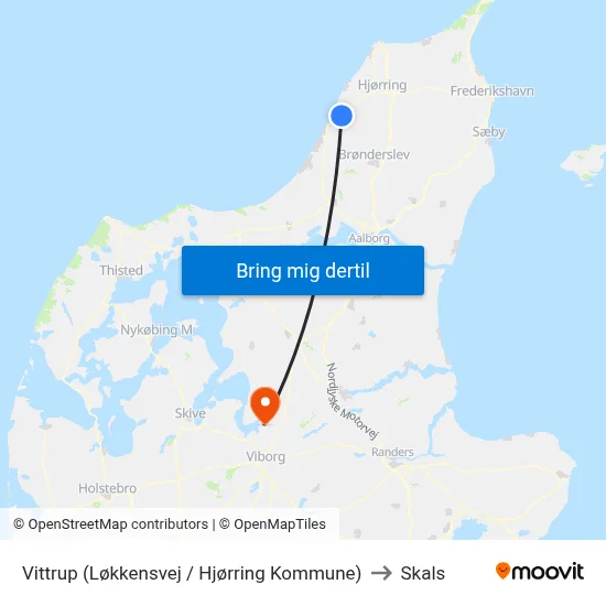 Vittrup (Løkkensvej / Hjørring Kommune) to Skals map