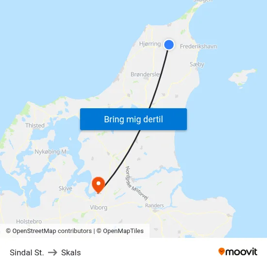 Sindal St. to Skals map