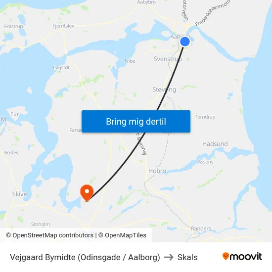 Vejgaard Bymidte (Odinsgade / Aalborg) to Skals map