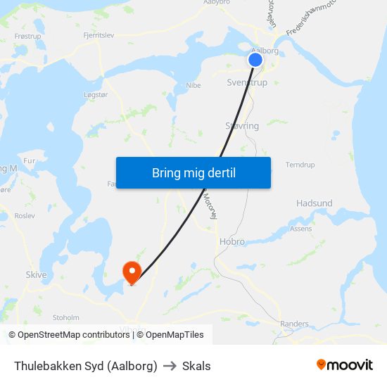 Thulebakken Syd (Aalborg) to Skals map